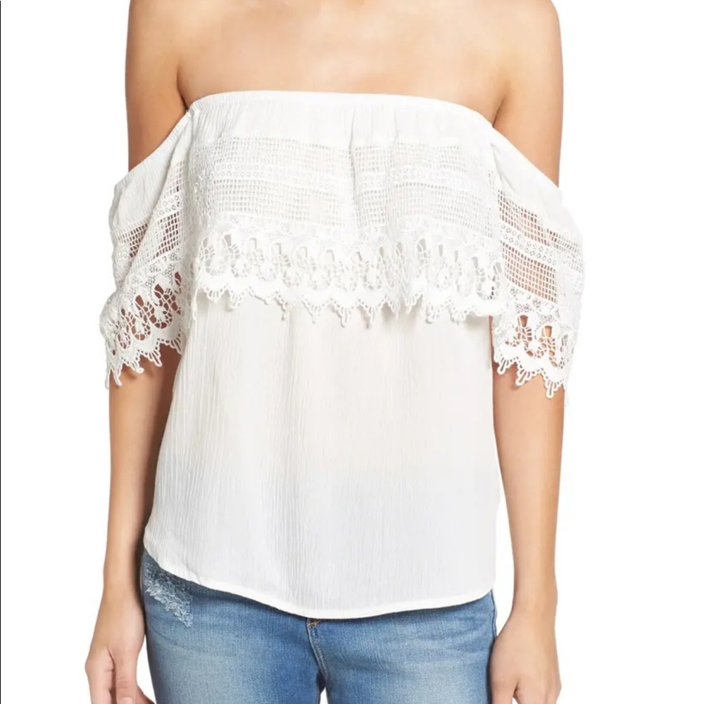 Socialite Crochet Off the Shoulder Top